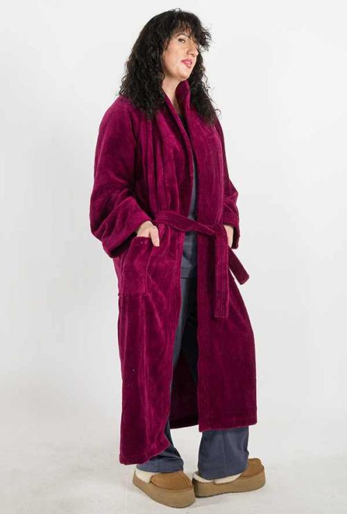 Bademantel BAMBOU TWIN VELOURS brombeerfarben – Juerg Siegrist AG Werbeartikel