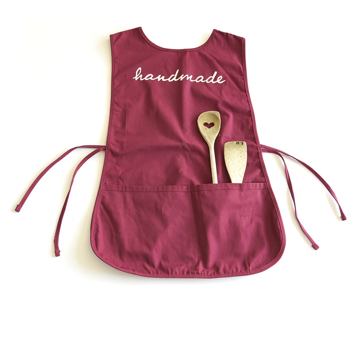 Weinrote Doppelschürze bedruckt und mit Kochlöffeln – Juerg Siegrist AG Werbeartikel