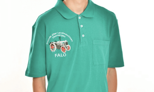 Poloshirt mit Stickerei in Vereins- oder Firmenfarbe