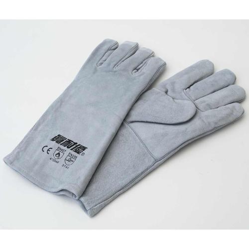 Handschuhe für Schweisser Kuhleder grau, Innseitig mit spezieller Fütterung und Schutz entsprechend EN407 und EN388. Der Handschuh ist extrem hitzeresistent konzipiert.
