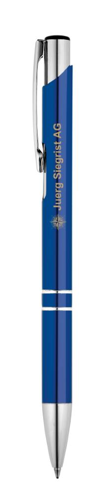 alumunium-werbekugelschreiber-blau-mit-logodruck-juerg-siegrist-ag