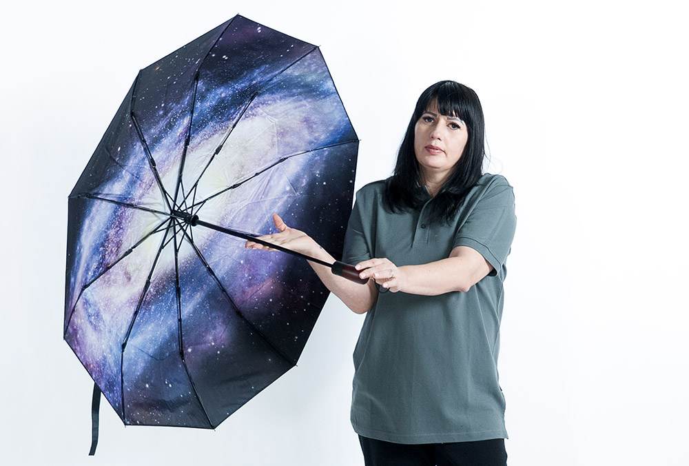 Taschenschirm/Regenschirm bedruckt mit Holzgriff – Juerg Siegrist AG Werbeartikel