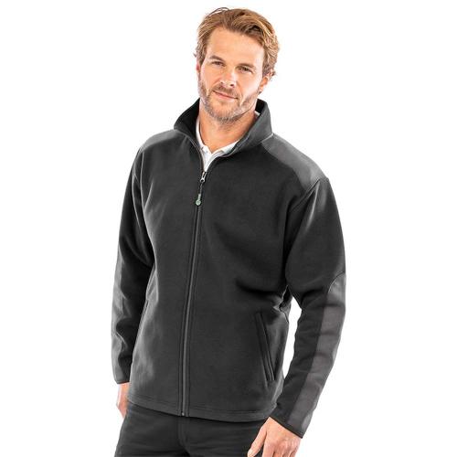 Microfleece-Jacke Result R515X Recycled Heavy Duty black bedruckt