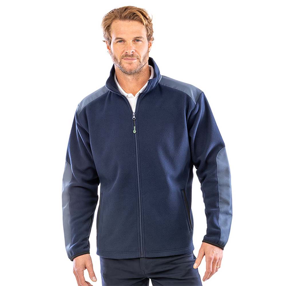 Microfleece-Jacke Result R515X Recycled Heavy Duty navy bedruckt