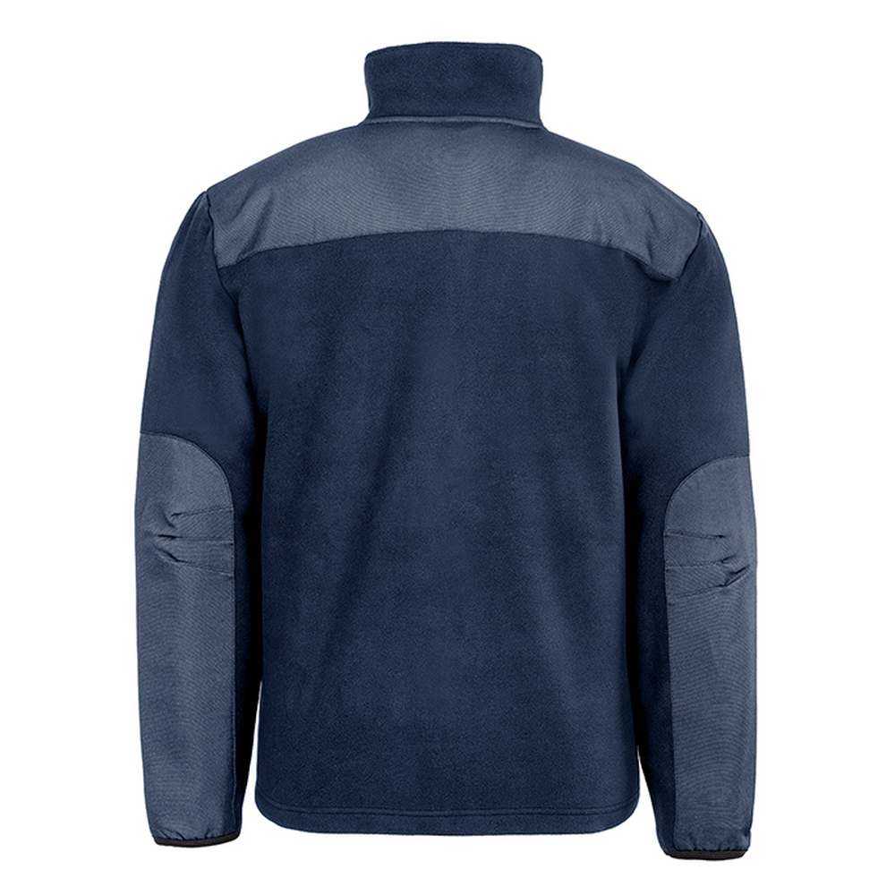 Rückseite der Microfleece-Jacke Result R515X Recycled Heavy Duty navy bedruckt