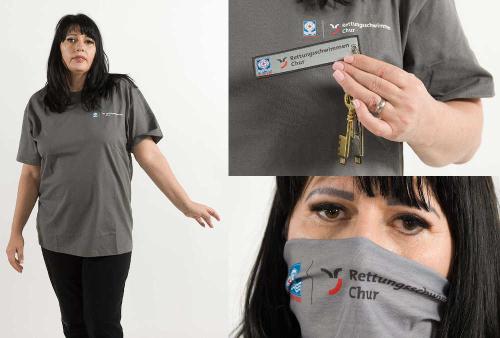 Kollektion mit T-Shirt, Schlüsselband und Bandana fürs Rettungsschwimmen in Chur – Juerg Siegrist AG