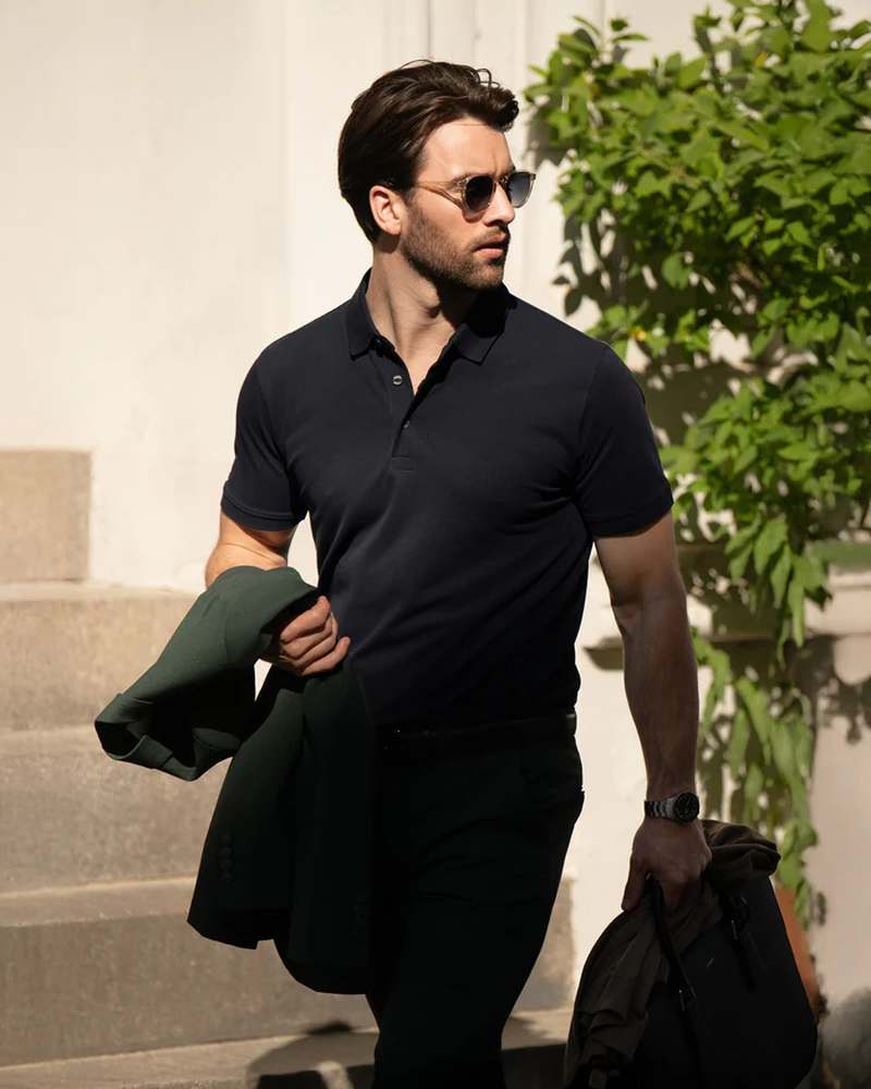 Schwarzes Deluxe-Marken-Poloshirt Nimbus Harvard bestickt für Herren