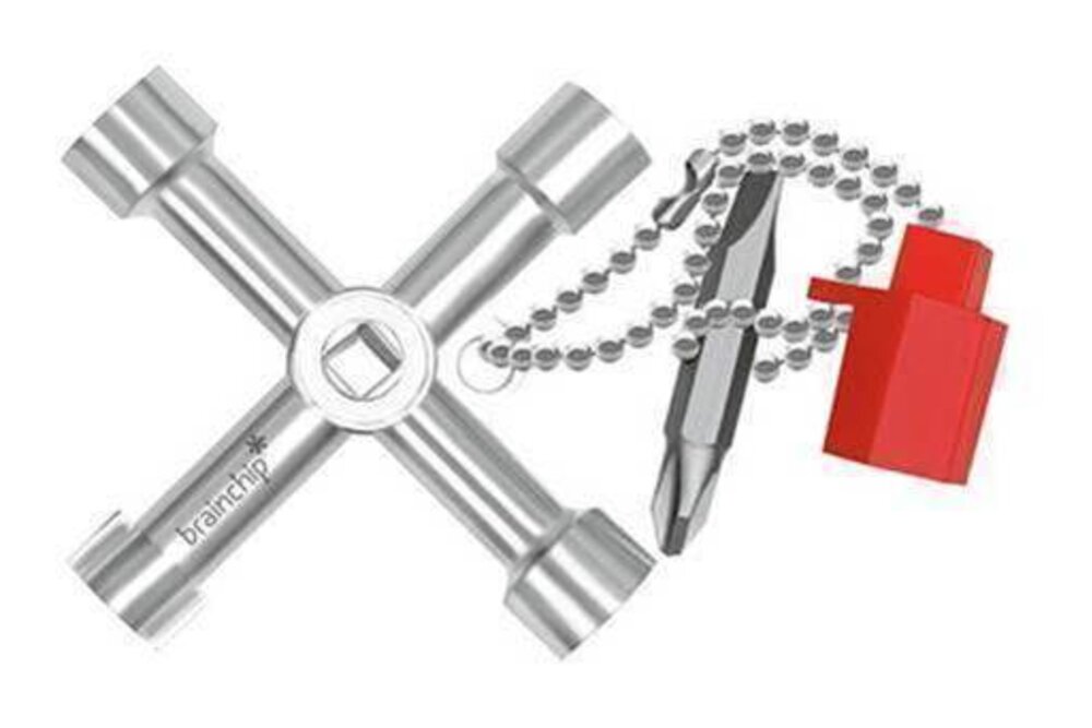 Schaltschrankschlüssel mit 4 Auslegern und Ihrem Logo