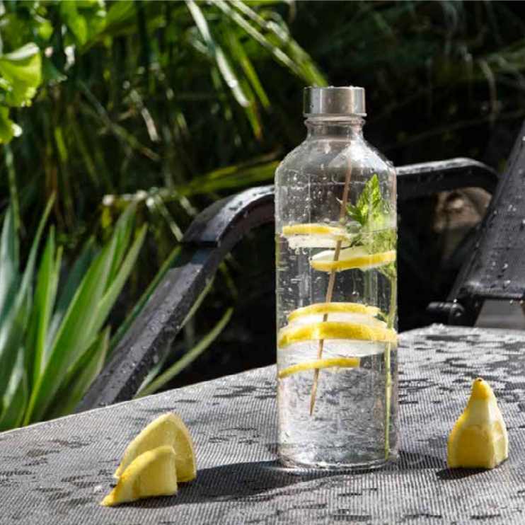 1-Liter-Glasflasche «Napf» mit Ihrem Druck und Design