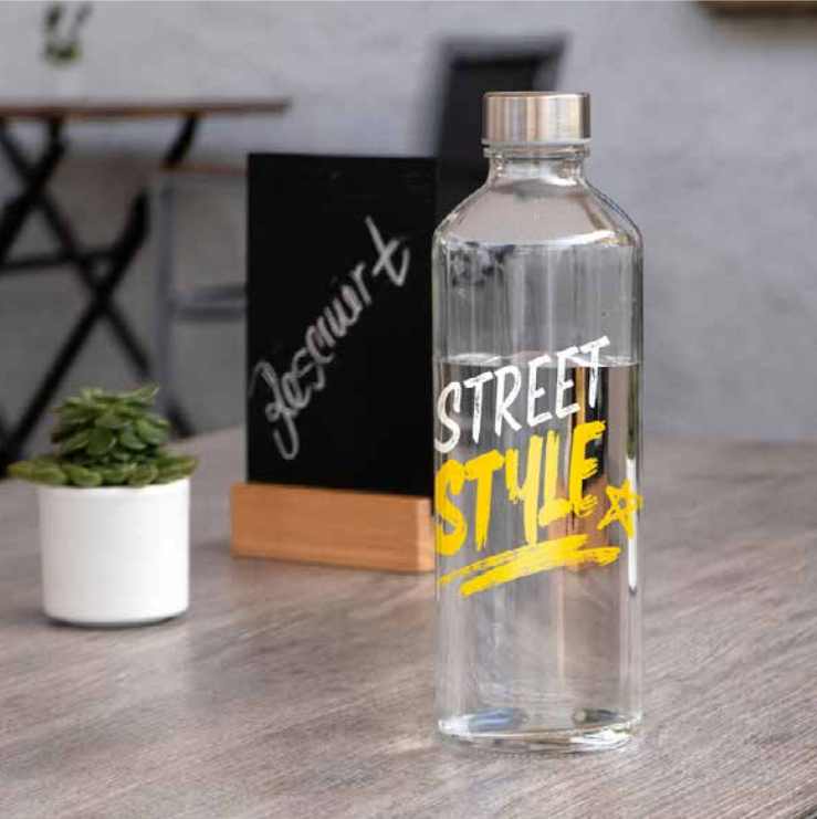 1-Liter-Glasflasche mit Ihrem Aufdruck und Design