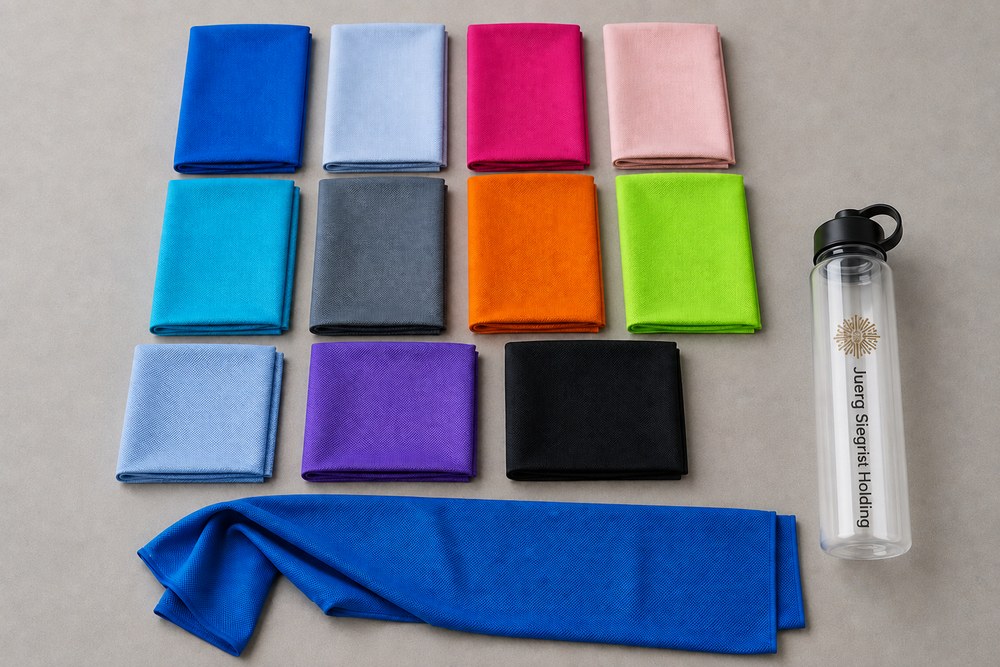 Mikrofaser-Kühltuch 30 × 100 cm in 11 Farben mit Logo