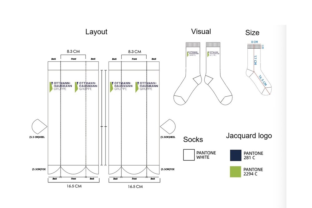Weisse Socken mit eingestricktem Logo als Sonderanfertigung eingestricktem Logo als Sonderanfertigung - Weiss